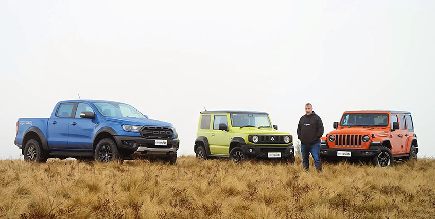 Австралийцы сравнили Ford Ranger Raptor, Jeep Wrangler Rubicon и новый Siziki Jimny